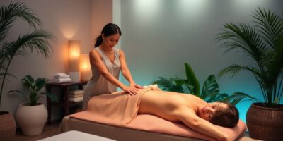 Lomi Lomi Massage mit entspannender Atmosphäre und Natur.