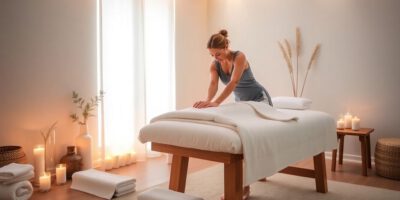 Entspannungsmassage in einem ruhigen Spa-Umfeld.