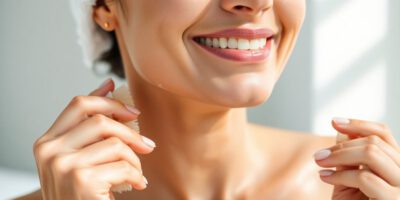 Frau mit Bürstenmassage für strahlende Haut.