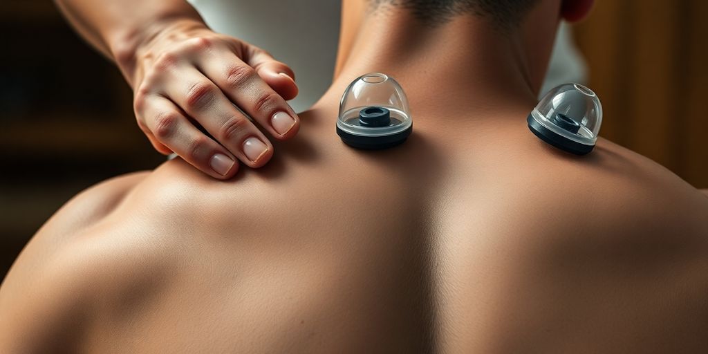 Schröpfmassage auf dem Rücken eines Sportlers