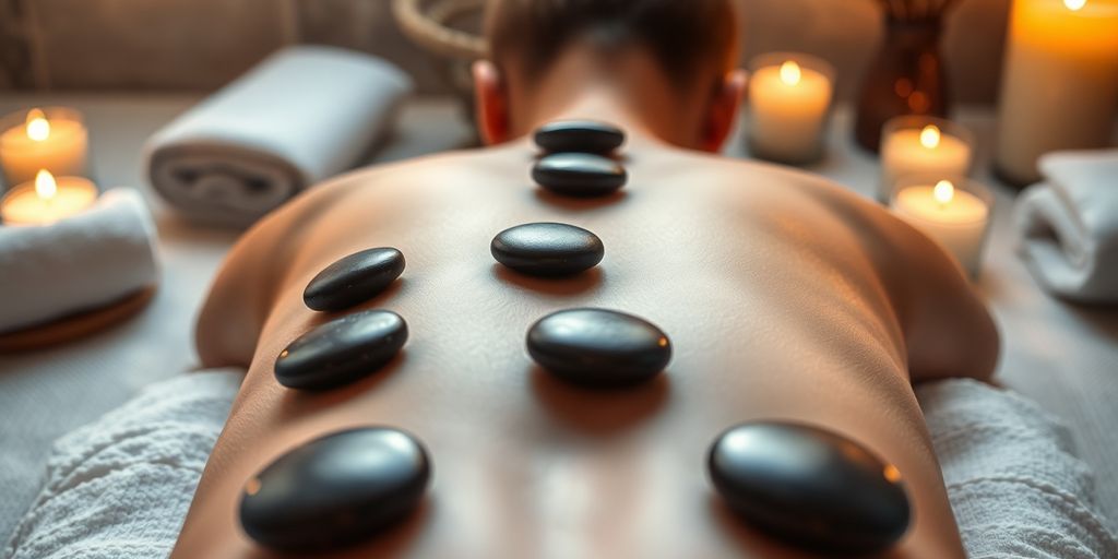 Eine entspannende Hot-Stone-Massage mit glatten Steinen.
